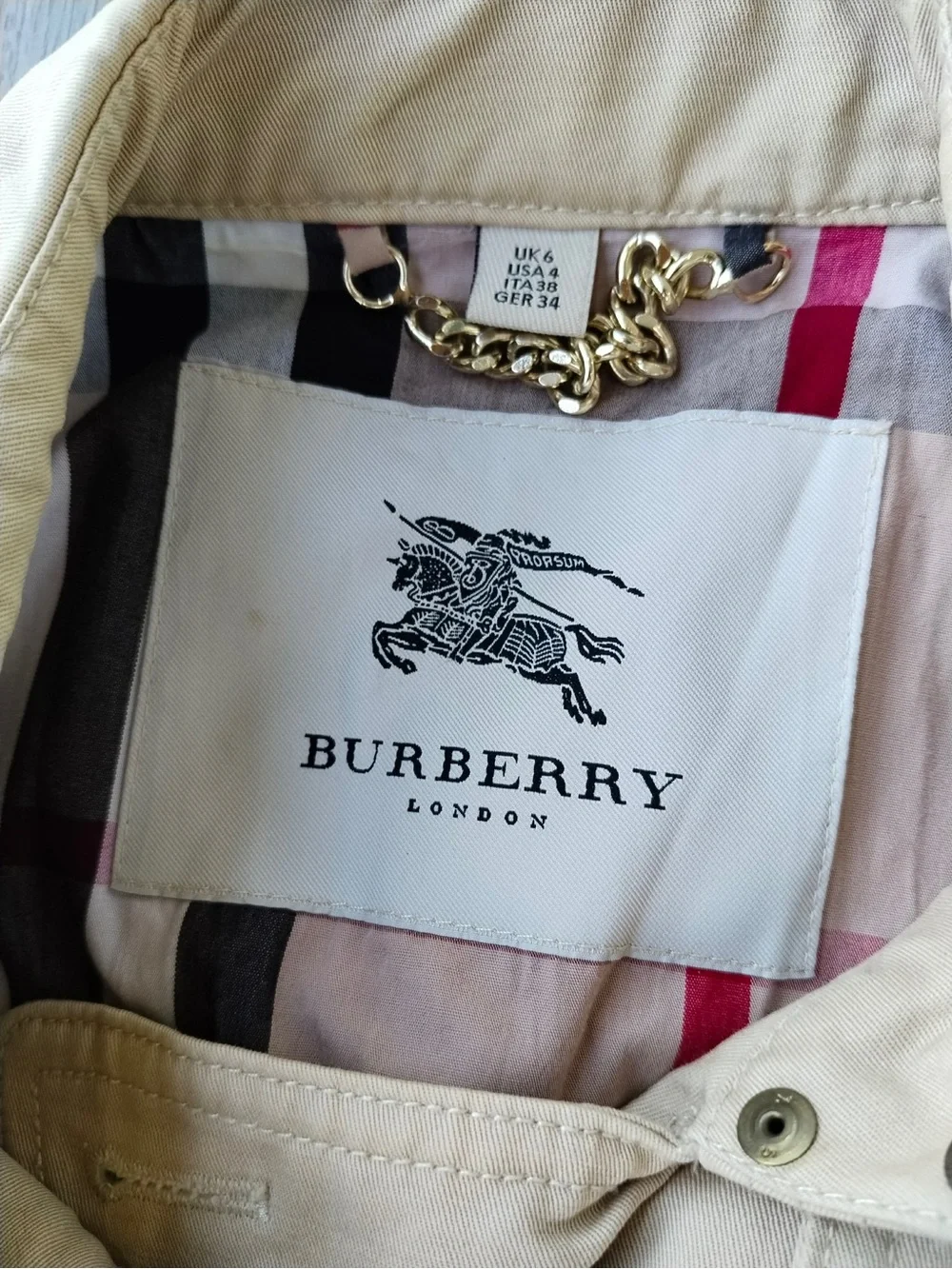 Burberry London Women’s Belted Trench Coat Beige Nova Check Cotton US 4 Small - Picture 4 of 9